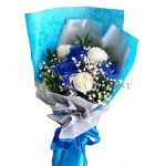 Buket Bunga BBJB – 02 Jember | Buket Elegan Mawar Biru Putih
