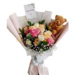 Kado Bunga Valentine Cinta Terindah - Rangkaian Mawar & Boneka