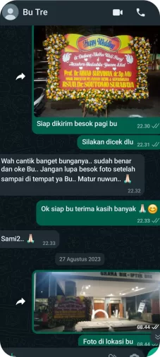 testimoni karangan bunga Istana Florist