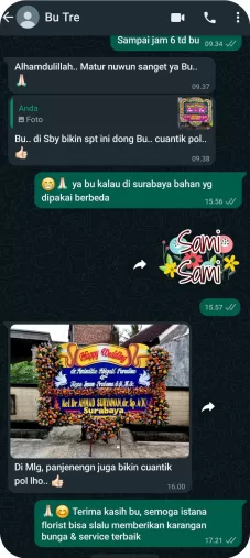 testimoni karangan bunga Istana Florist