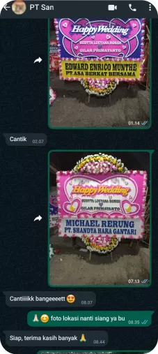 testimoni karangan bunga Istana Florist