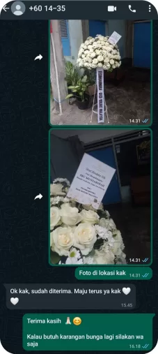 testimoni karangan bunga Istana Florist