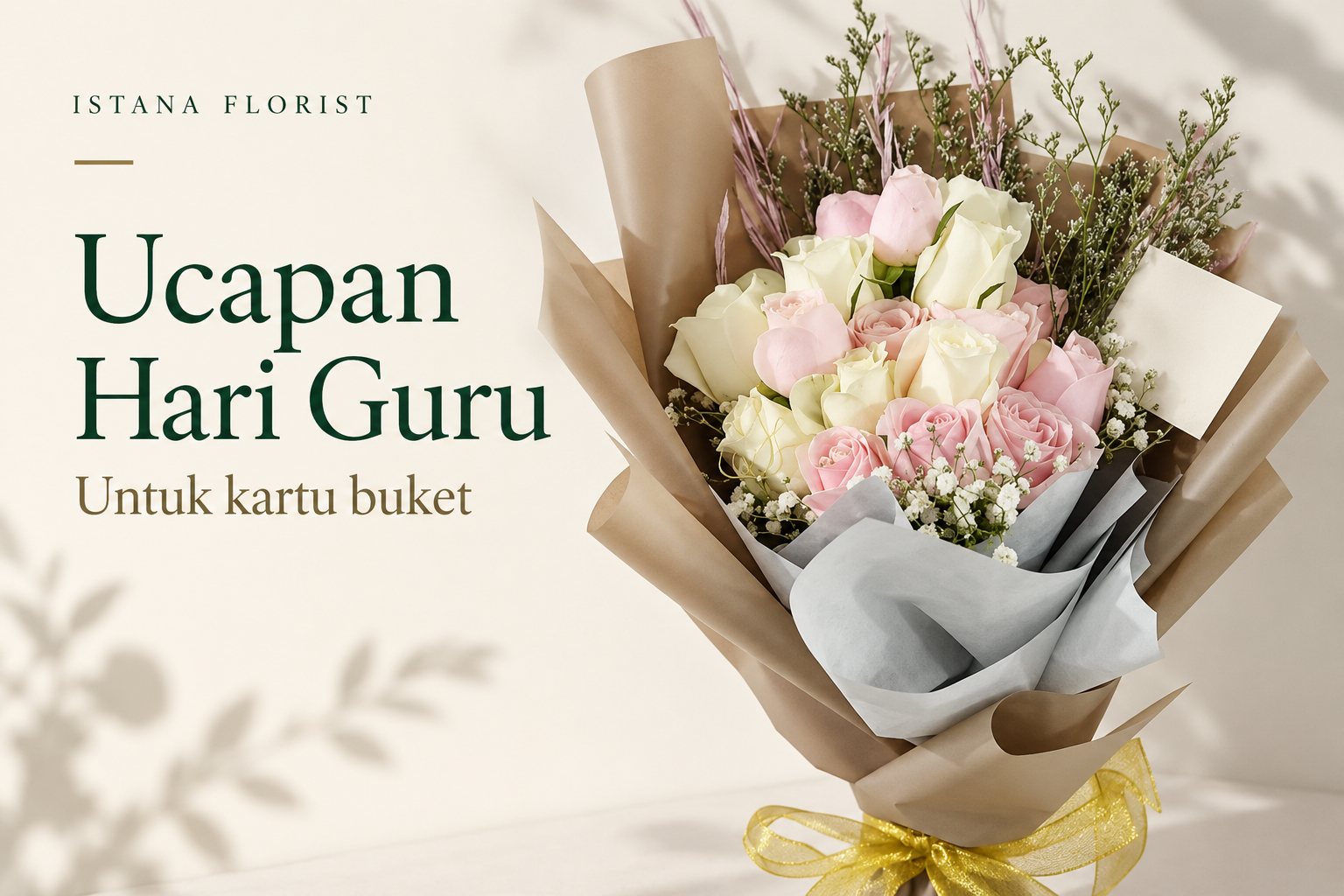 Buket mawar merah muda dan putih untuk ilustrasi kartu Hari Guru