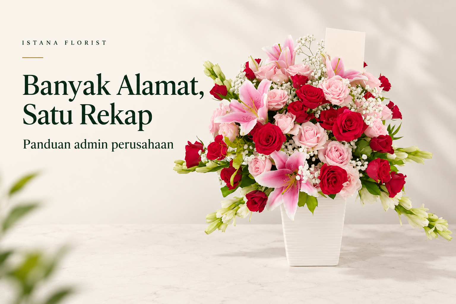 Rangkaian bunga meja untuk ilustrasi rekap pesanan banyak alamat